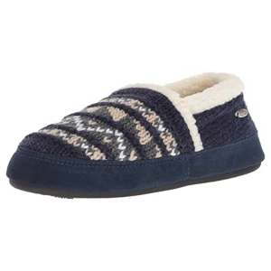 Acorn Women's Moc Slippers - Knit Uppers Cozy, Nordic Blue, Medium | A18605NOBWM