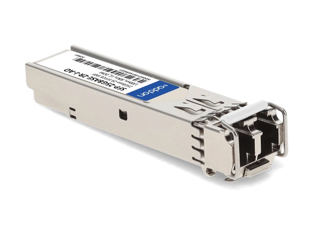 AddOn - SFP28 transceiver module - 2.5GbE - 25GBase-ZR - LC single-mode - up to 49.7 miles - 1300 nm - TAA Compliant SFP-25GBASE-ZR-J-AO