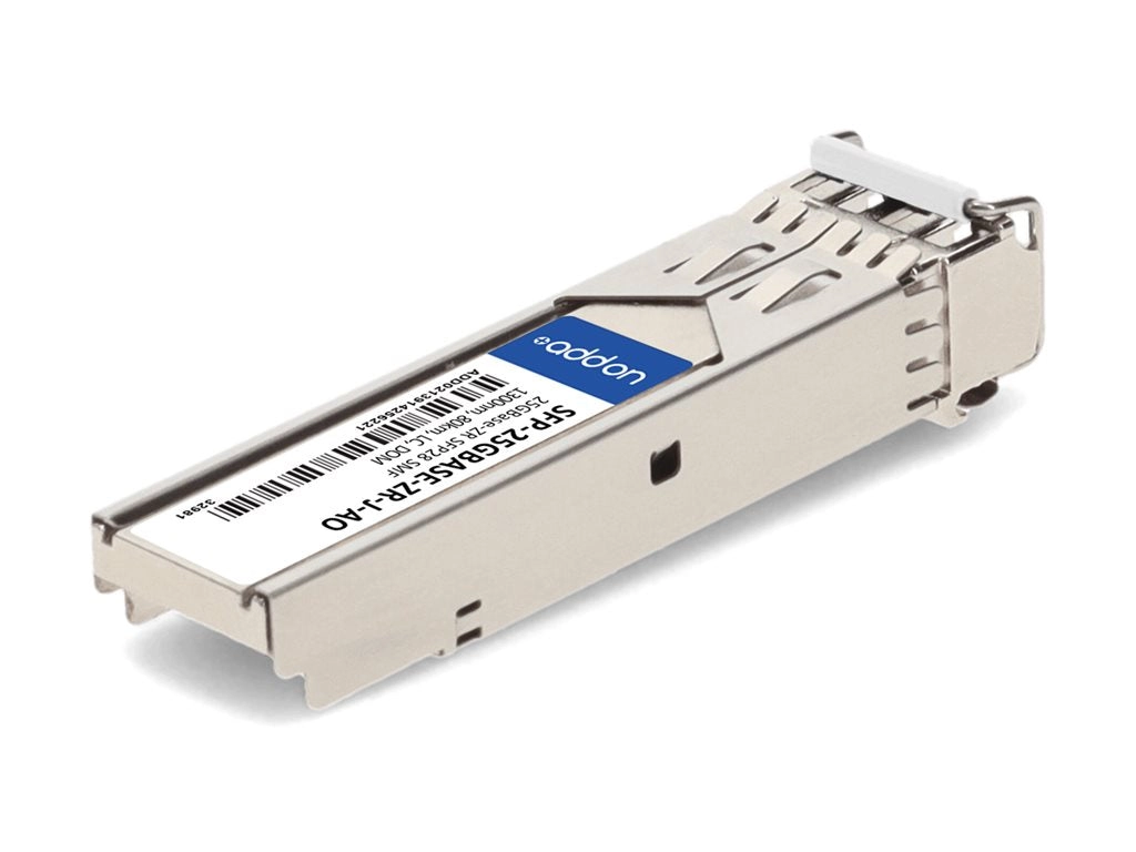 AddOn - SFP28 transceiver module - 2.5GbE - 25GBase-ZR - LC single-mode - up to 49.7 miles - 1300 nm - TAA Compliant SFP-25GBASE-ZR-J-AO