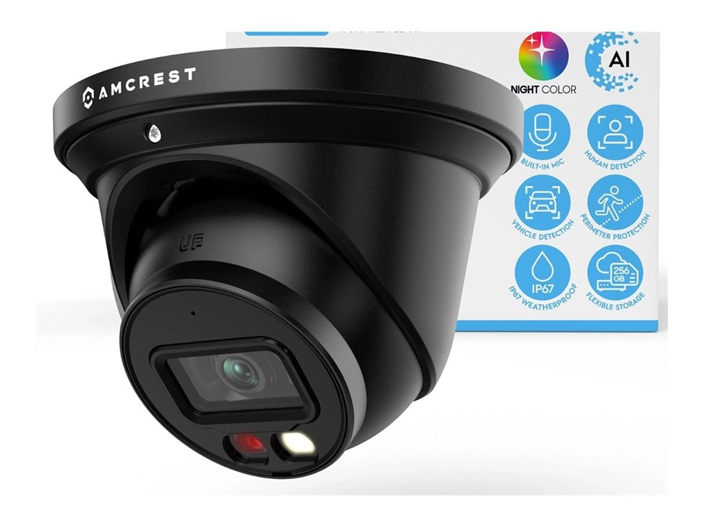 Amcrest IP5M-T1277EB-AI - Network surveillance camera - turret - outdoor - weatherproof - color (Day&Night) - 5 MP - 2960 x 1668