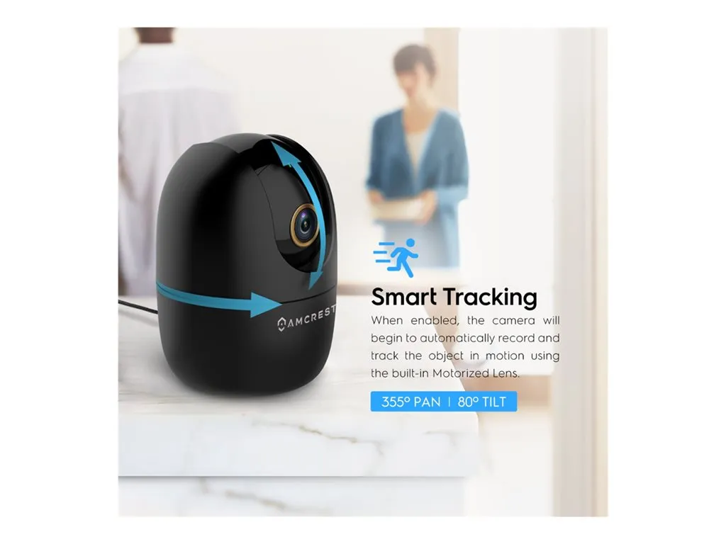 Amcrest SmartHome - Network surveillance camera - pan / tilt - indoor - color (Day&Night) - 4 MP - 2560 x 1440 - M12 mount - ASH41-B