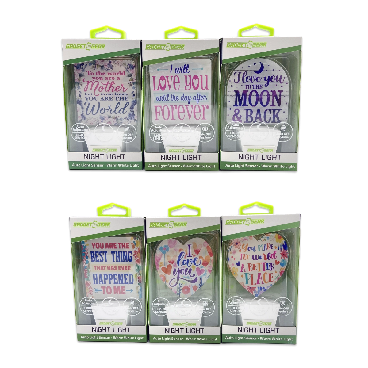 Auto On/Off Sensor Night Light AC Wall - 6 Pieces Per Retail Ready Display 25122