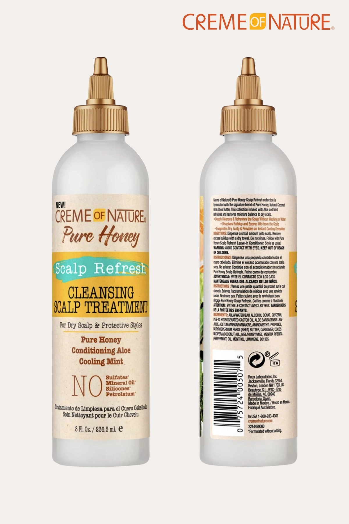 CREME OF NATURE PURE  HONEY SCALP REFRESH CLEANSING SCALP TREATMENT 8oz