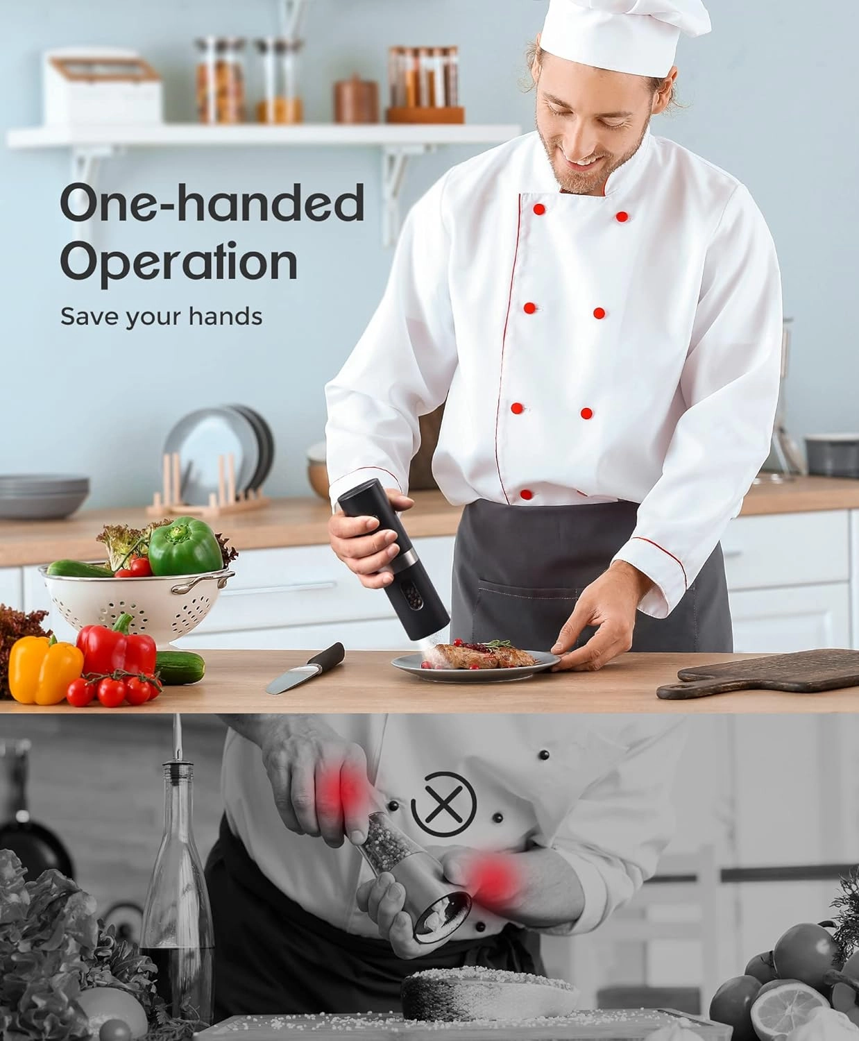 Electric Salt and Pepper Grinder Set Rechargeable 2Pack
