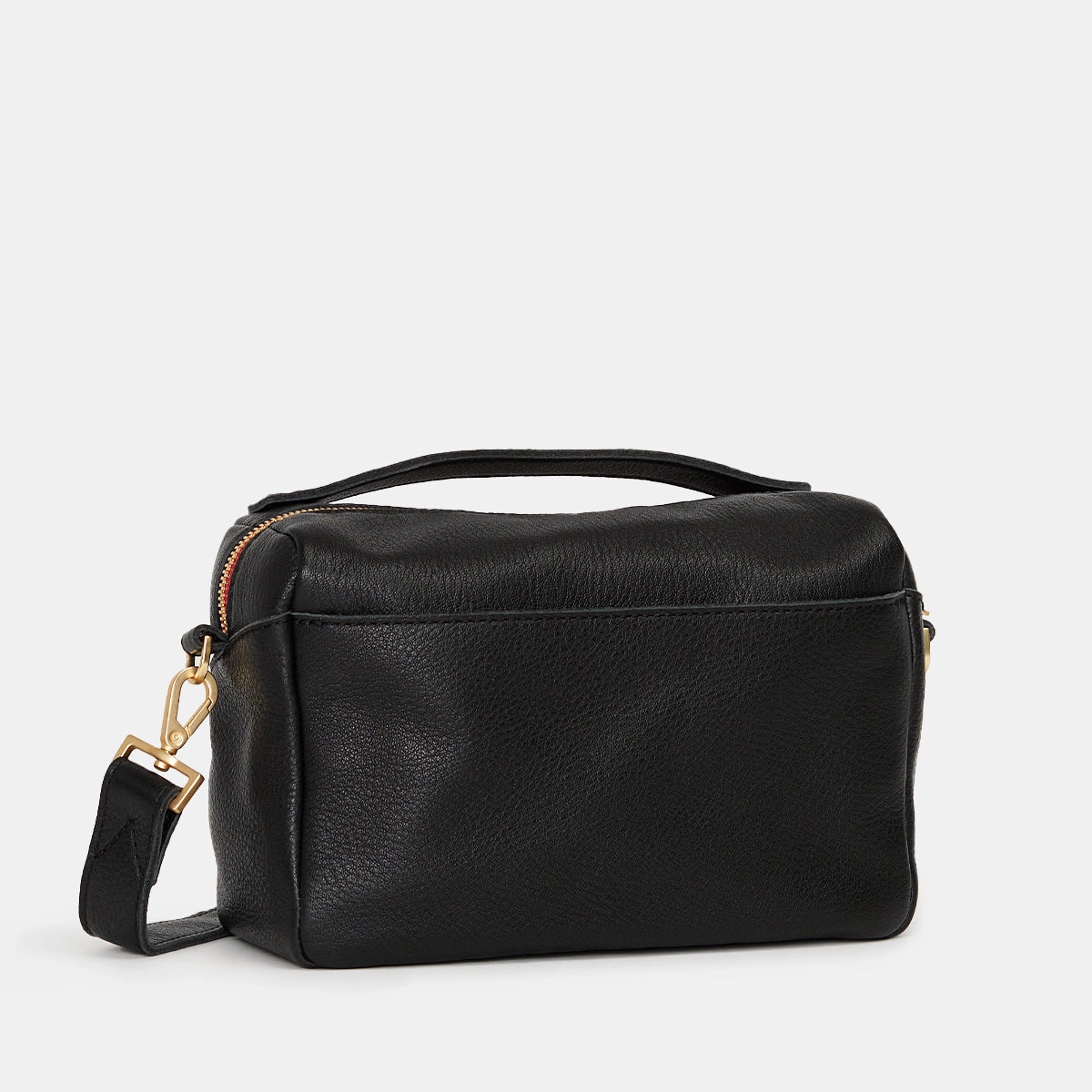 Evan Crossbody | Black/Brushed Gold Red Zip | Sml