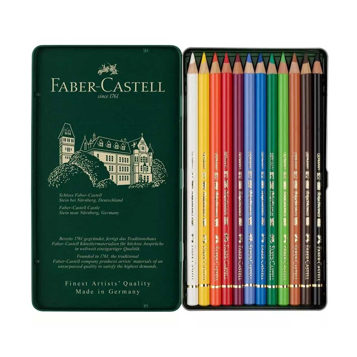 Faber-Castell 110012 Polychromos Soft Colour Pencils, Tin of 12 (2 Pack)