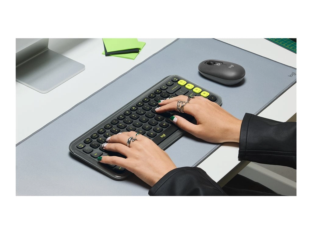 Logitech POP Icon Keys - Keyboard - wireless - Bluetooth LE - QWERTY - English - off-white, green 920-013143