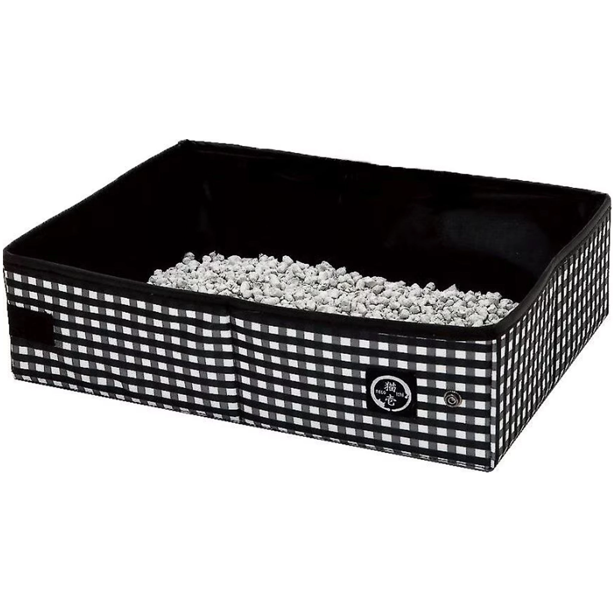 Necoichi Pop Up Portable Cat Litter Box Black & White Cat Travel