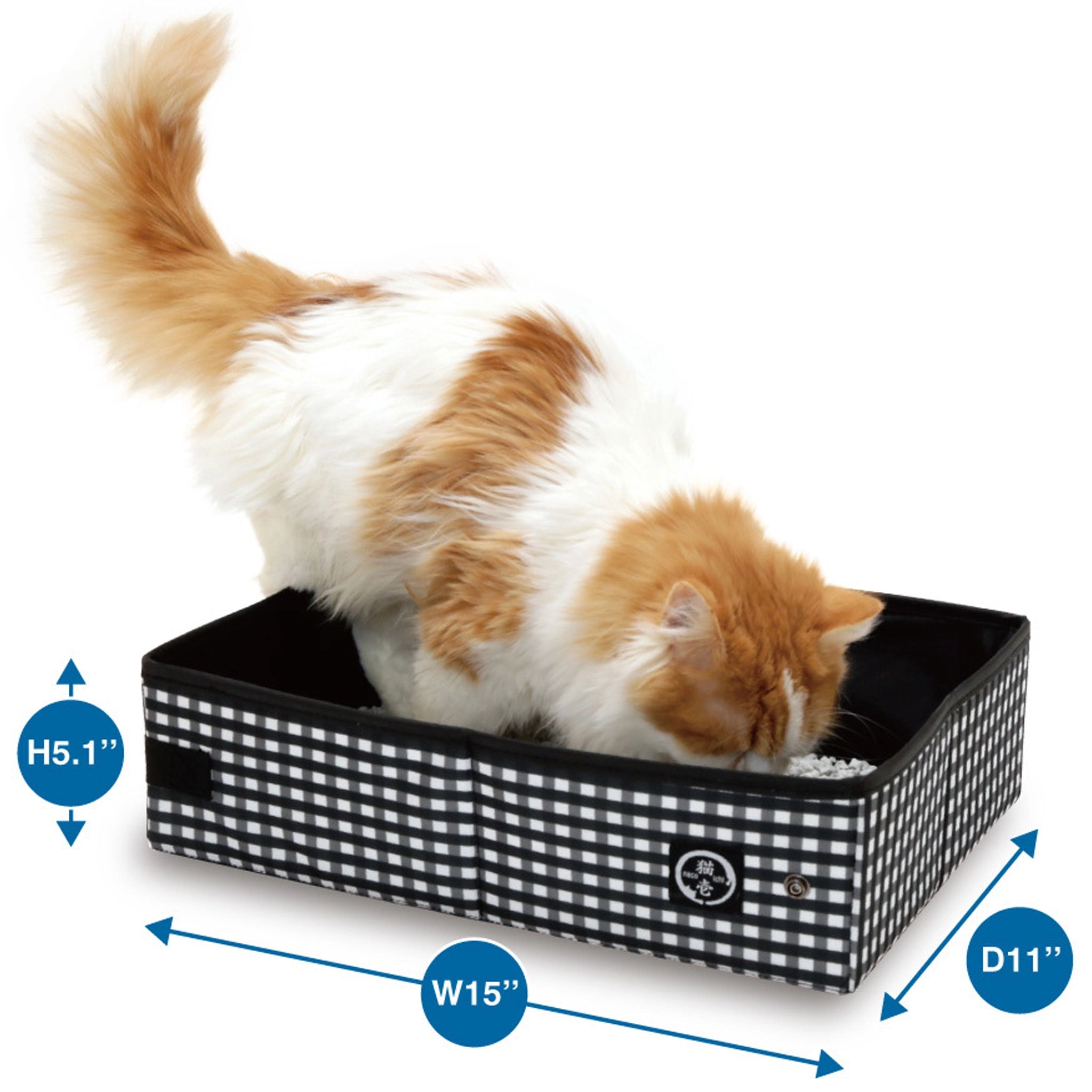 Necoichi Pop Up Portable Cat Litter Box Black & White Cat Travel