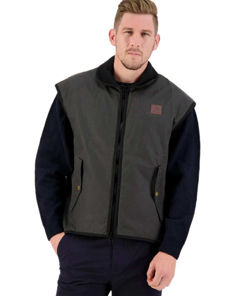 Swanndri Mens Foxton Oilskin Vest with Wool Lining