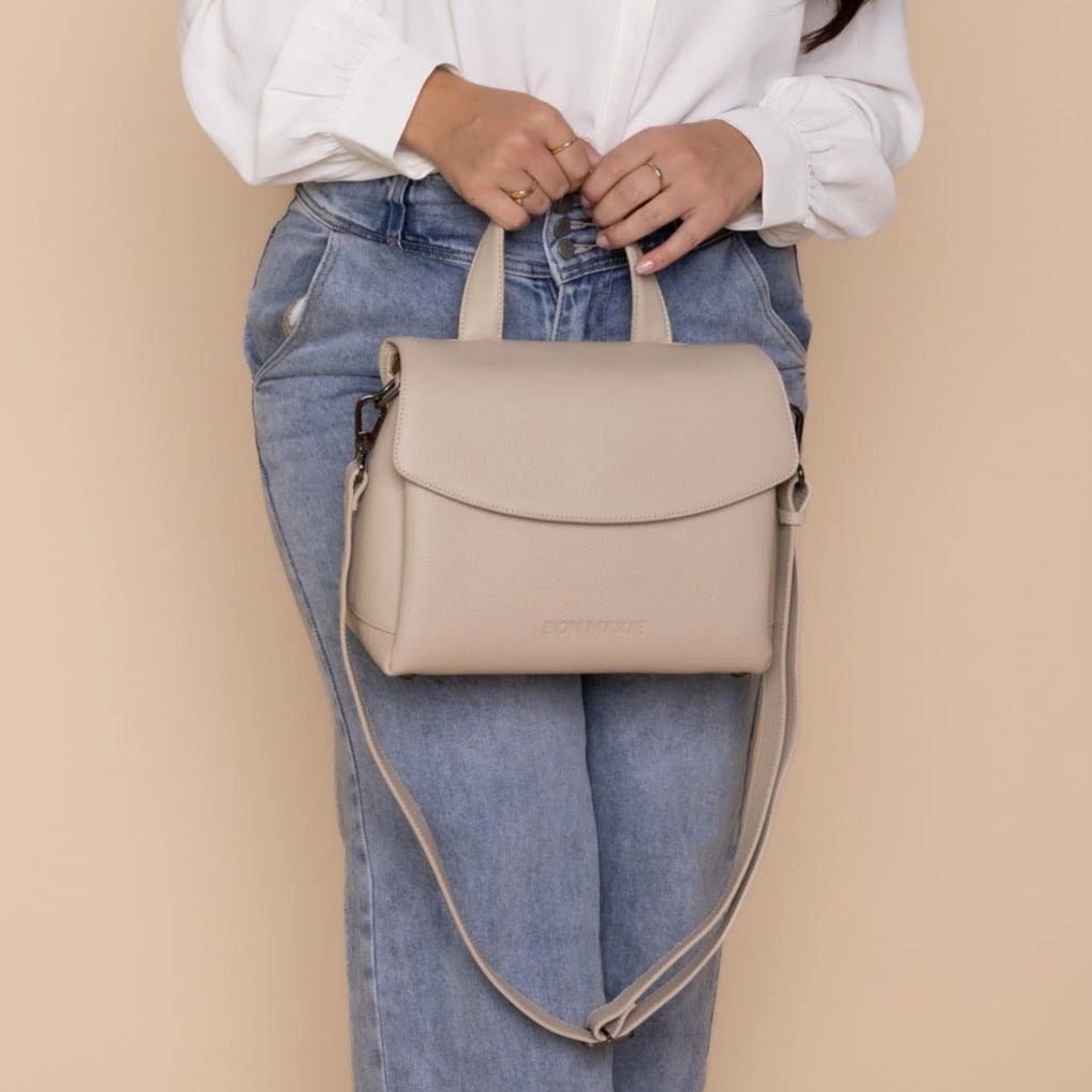 Tryhard Leather Crossbody Bag -- Stone