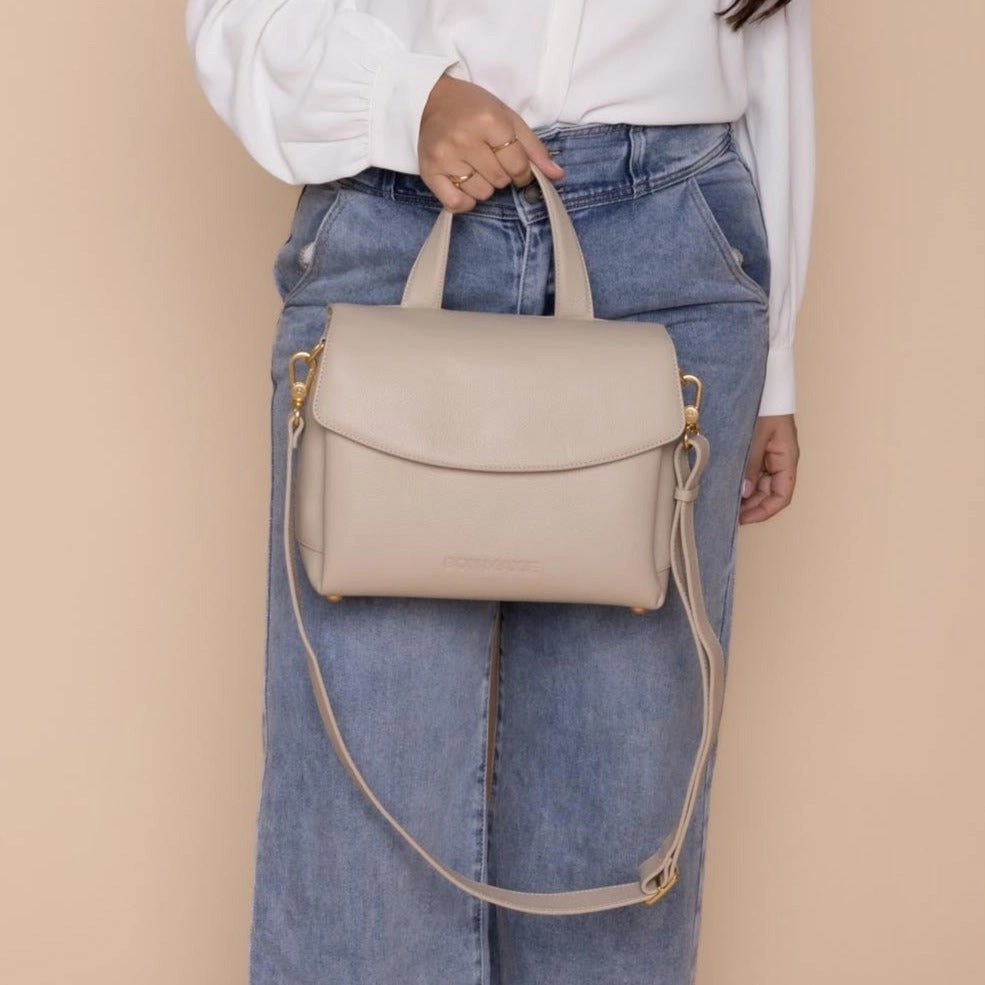 Tryhard Leather Crossbody Bag -- Stone