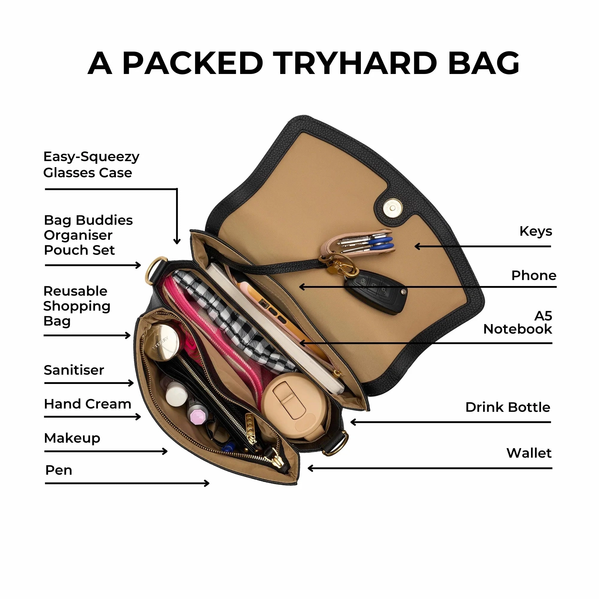 Tryhard Leather Crossbody Bag -- Stone